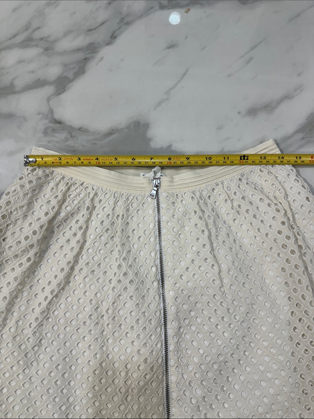CLUB MONACO White Eyelet Lace A-Line Skirt Cotton with Front Zip Flare Size 4 - Picture 11 of 12